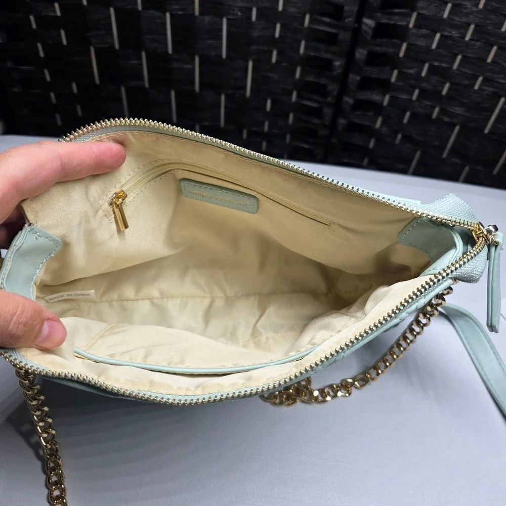 Simply Southern Quilted Crossbody Bag Mint Green Gold Chain Small Purse